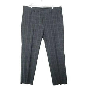 Coppley 1883 Mens Gray Plaid Wool Cashmere Dress Pants 38 Made In Canada 24CT